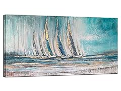Anolyfi Large Abstract Blue Sailboat Canvas Wall Art for sale  Delivered anywhere in Canada