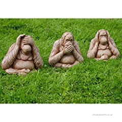 Garden Mile Resin Garden Ornaments Outdoor 3 Wise Monkeys for sale  Delivered anywhere in UK