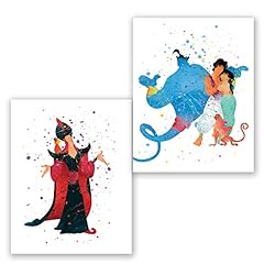 Aladdin Wall Art Posters - Set of 2 Prints - Aladdin Princess Jasmine Genie Jafar Decor - Kids Room - Party Supplies Decoration - Nursery Watercolor Artwork - Birthday (8x10) for sale  Delivered anywhere in Canada