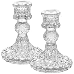Clear glass candlestick for sale  Delivered anywhere in USA 