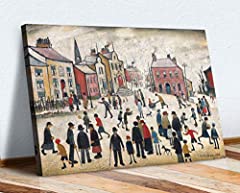 LS Lowry People Standing About CANVAS WALL ART PRINT, used for sale  Delivered anywhere in UK