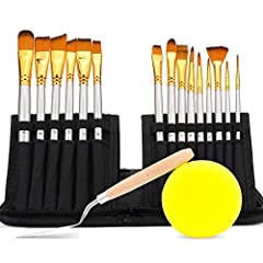 BOSOBO Paint Brushes Set, 15 Different Sizes Professional Artist Paintbrushes with Palette Knife & Sponge for Acrylic Watercolor Oil Gouache Painting, Face Body Art and Crafts, Carrying Case Included for sale  Delivered anywhere in Canada
