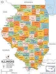Illinois county map for sale  Delivered anywhere in USA 