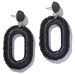 Beaded raffia earrings for sale  Delivered anywhere in USA 