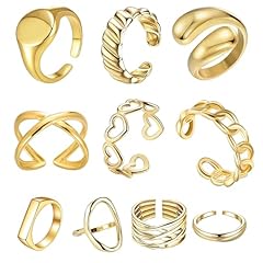 10pcs gold rings for sale  Delivered anywhere in UK