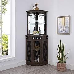 Home Source Oak Corner Bar Unit with Built-in Wine for sale  Delivered anywhere in USA 