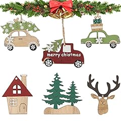 Guiffly 6PCS Christmas Tree Ornaments Wooden Christmas for sale  Delivered anywhere in UK