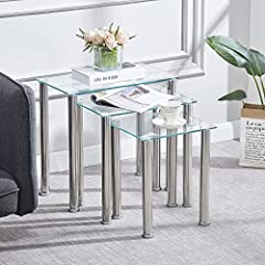 Glass nesting table for sale  Delivered anywhere in USA 