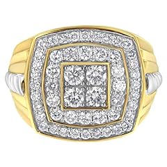 14K Yellow Gold 2.0 Cttw Diamond Men's Double Halo for sale  Delivered anywhere in USA 