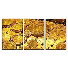 NVBIEWOHERF Modern Canvas Painting Turkish Gold Coins in Jewelry Store in Istanbul Turkey Wall Art Artwork Decor Printed Oil Painting Landscape Home Office Bedroom Framed Decor (16"x24"x3pcs) for sale  Delivered anywhere in Canada