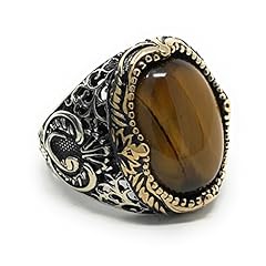 KAR 925K Stamped Sterling Silver Tiger Eye Men's Ring, used for sale  Delivered anywhere in USA 
