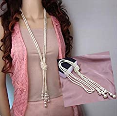 Distinct® Fashion White Artificial Pearls Long Chain for sale  Delivered anywhere in UK