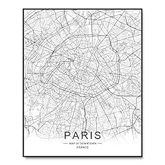 Paris City Downtown Map Wall Art Paris Street Map Print for sale  Delivered anywhere in Canada