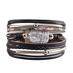 Black leather bracelet for sale  Delivered anywhere in USA 