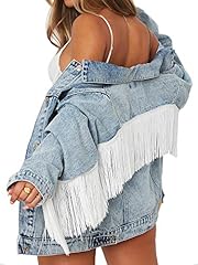 Fringe jean jacket for sale  Delivered anywhere in USA 