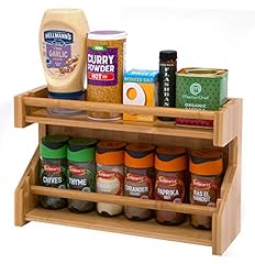 2 Tier Bamboo Spice Rack, Wooden Spice Holder Organizer for sale  Delivered anywhere in UK