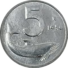 vinciann Moneta Copia Repubblica Italiana 1956 5 Lire Delfino timone 2cm numismatica usato  Spedito ovunque in Italia 