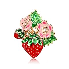 Enamel strawberry brooch for sale  Delivered anywhere in USA 