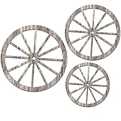 3 Pcs Wooden Wagon Wheel Wall Decor 12/10/8 Inch Old Western Wood Wagon Wheel Wall Art Farmhouse Wagon Wheels Rustic Yard Decor Wood Hanging Decorative Wheels for Garden Home Bar Garage (Light Brown) for sale  Delivered anywhere in Canada