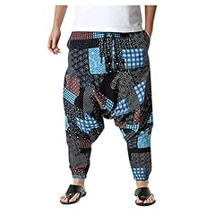 SPWQPNF Men's Linen Baggy Trousers Hippie Boho Yoga for sale  Delivered anywhere in UK