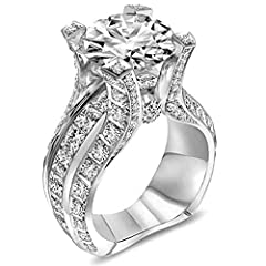 Mlide 4 Carat Silver Diamond Wedding Ring Valentines, used for sale  Delivered anywhere in USA 
