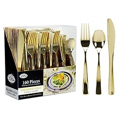 Gold plastic silverware for sale  Delivered anywhere in USA 