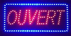 Occasion, Enseigne lumineuse à LED Ouvert rouge/bleu 48x24x2.5cm d'occasion  Livré partout en France