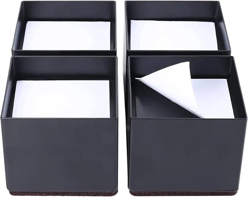 Ezprotekt 2 inch vierkante bedstijgers Heavy Duty stapelbare meubels stijgers - massief stalen bed meubels risers post voor bank bed tafel beschermen hout en tapijt oppervlak, 3,15 x 3,15 x 2 inch (4 pack, zwart) tweedehands  