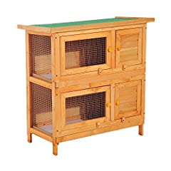 PawHut 2-Tier Double Decker Wooden Rabbit Hutch Pet for sale  Delivered anywhere in UK