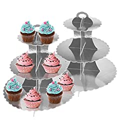 2 Pack Cake Stand 3 Tiers Cardboard Cupcake Stand Afternoon, used for sale  Delivered anywhere in UK