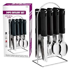 24pc black cutlery for sale  Delivered anywhere in UK
