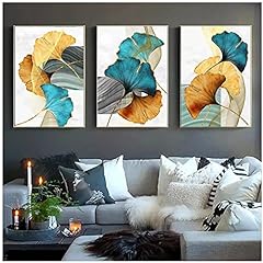 Wall Poster, Blue Green Yellow Gold Plant Leaf Abstract for sale  Delivered anywhere in Canada