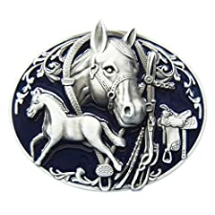 Vintage Style Enamel Horses Rodeo Western Cowboy Belt Buckle for sale  Delivered anywhere in Canada