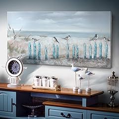 Ejart Large Living Room Wall Art Hand-Painted 3D Seascape Canvas Oil Painting Ocean Beach Coastal Picture Artwork for Home Decorations Bedroom Office Décor 48x24inch for sale  Delivered anywhere in Canada