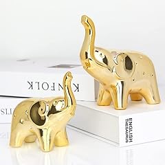 Pair gold elephant for sale  Delivered anywhere in UK