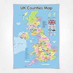 Laminated counties map for sale  Delivered anywhere in UK