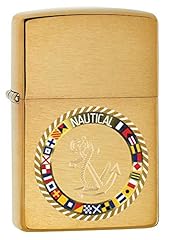 Zippo Nautical Flags and Anchor Design Brushed Brass, used for sale  Delivered anywhere in USA 