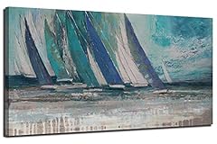 Arjun Canvas Wall Art Abstract Blue Ocean Sailboat, used for sale  Delivered anywhere in Canada