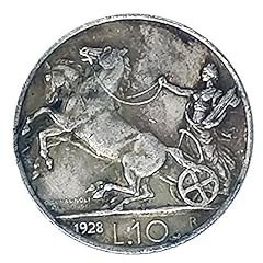 vinciann Copia Moneta 10 Lire Italia 1928 Auriga con, usato usato  Spedito ovunque in Italia 