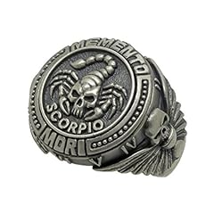 Scorpio masonic zodiac skull biker Memento Mori men’s for sale  Delivered anywhere in USA 