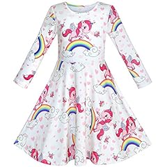 Sunny Fashion Girls Dress Unicorn Rainbow Long Sleeve for sale  Delivered anywhere in Canada