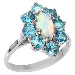 925 Sterling Silver Natural Opal & Blue Topaz Womens for sale  Delivered anywhere in UK
