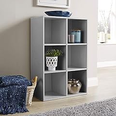 BFW Grey Storage Cube 6 Shelf Bookcase Wooden Display for sale  Delivered anywhere in UK