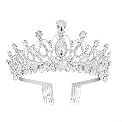 Silver rhinestone tiara for sale  Delivered anywhere in UK