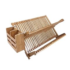 woodluv Bamboo Dish Drying Rack Folding 2-Tier Drainer for sale  Delivered anywhere in UK