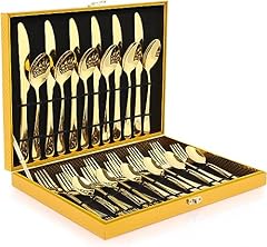 Gold silverware set for sale  Delivered anywhere in USA 