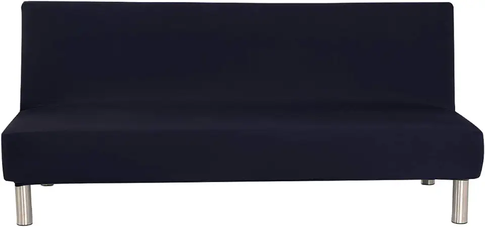 Effen kleur armloze slaapbankhoes polyester spandex stretch futon hoes beschermer 3-zits elastische volledig opvouwbare bankhoes past op een opvouwbare slaapbank zonder armleuningen 80 x 50 inch in (zwart) tweedehands  