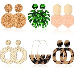 Pairs rattan earrings for sale  Delivered anywhere in USA 
