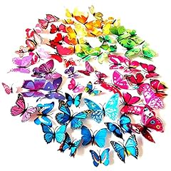 Haoh 50 Pezzi Farfalle 3D Organza Tessuto Farfalla Sfumate Colore Farfalla Traslucida in Chiffon Adesivi da Parete per Decorazione Della Parete Fai da te Vestiti dei Gioielli del Copricapo Artigianato 