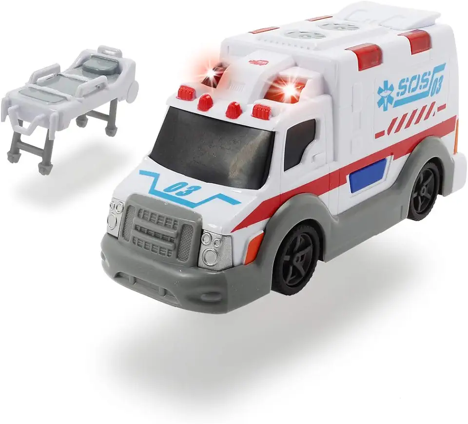 DICKIE Toys 203302004 Action Series Ambulance, ziekenwagen inclusief batterijen, 15 cm Single wit tweedehands  